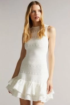 Ted Baker Maleko White Lace Stitch Dress -tedbaker Shop Online unnamed file 824