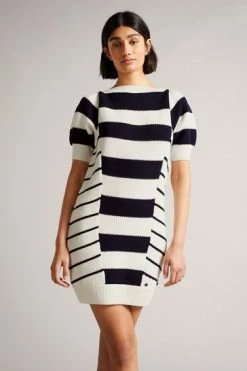Ted Baker Arisu White Envelope Neck Puff Sleeve Sweater Dress -tedbaker Shop Online unnamed file 830
