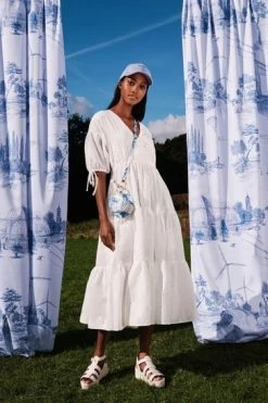 Ted Baker Darita White Puff Sleeve Midi Dress With Fixed Wrap Front -tedbaker Shop Online unnamed file 838