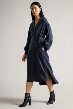 Ted Baker Blue D Ring Midi Dress