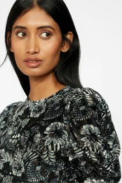 Ted Baker Black Alicah Devore Mesh Sleeve Detail Dress -tedbaker Shop Online unnamed file 852