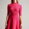 Ted Baker Red Viviiyy Deep-Pink Engineered Skater Dress -tedbaker Shop Online unnamed file 860