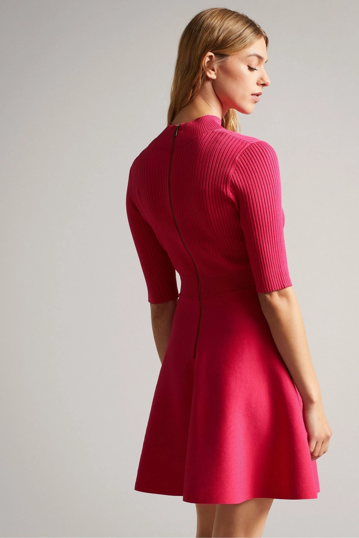 Ted Baker Red Viviiyy Deep-Pink Engineered Skater Dress 4 Ted Baker Red Viviiyy Deep-Pink Engineered Skater Dress - Image 2