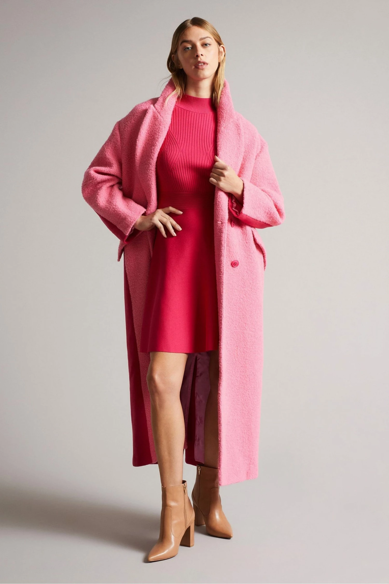 Ted Baker Red Viviiyy Deep-Pink Engineered Skater Dress 5 Ted Baker Red Viviiyy Deep-Pink Engineered Skater Dress - Image 3