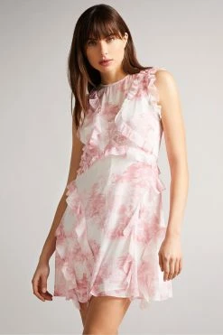 Ted Baker Kenedi Dusky Pink Sleeveless Waterfall Mini Dress -tedbaker Shop Online unnamed file 874