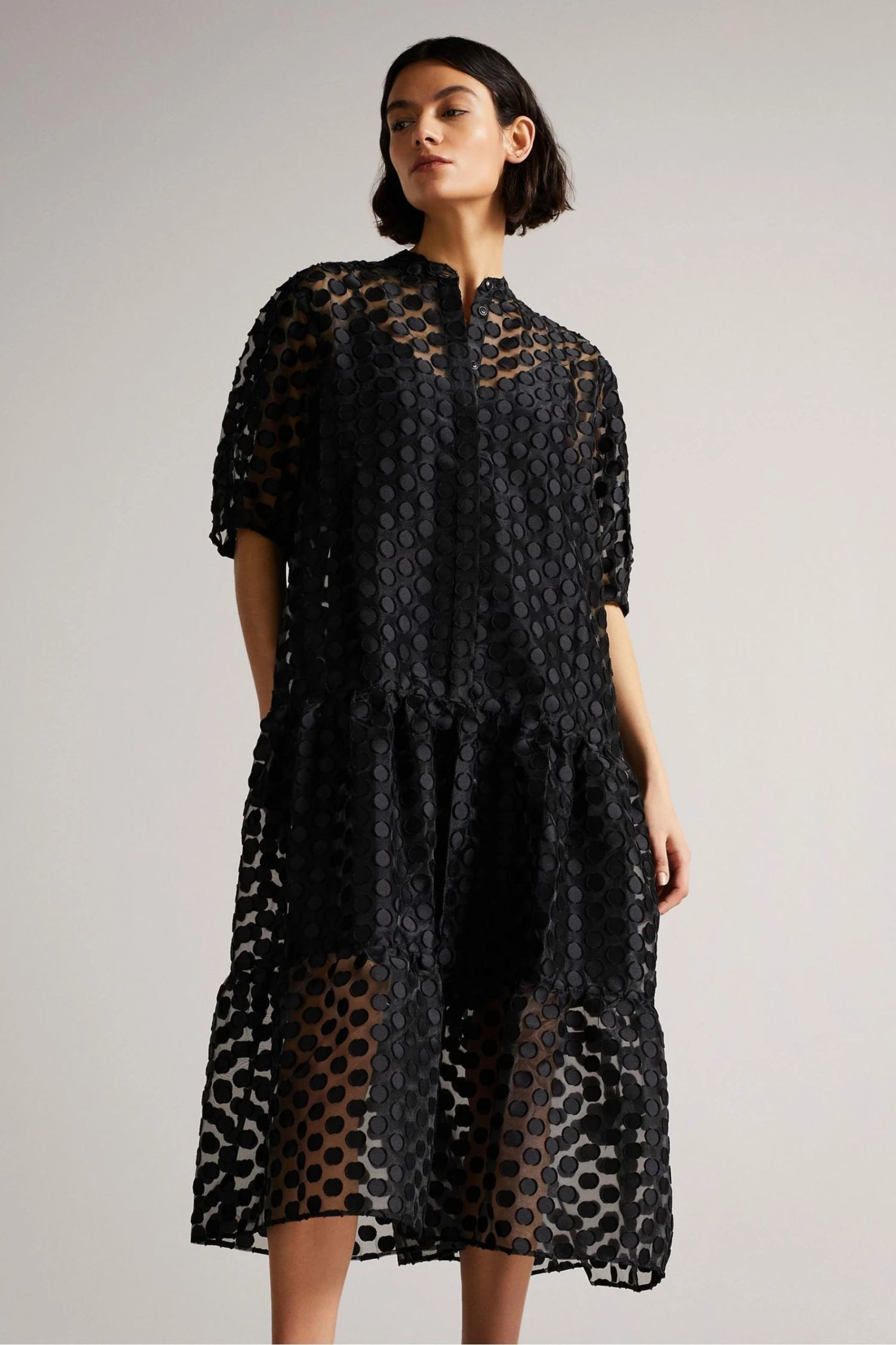 Ted Baker Oversized Nelanie Black Shirt Dress With Puff Sleeve 4 Ted Baker Oversized Nelanie Black Shirt Dress With Puff Sleeve - Image 2