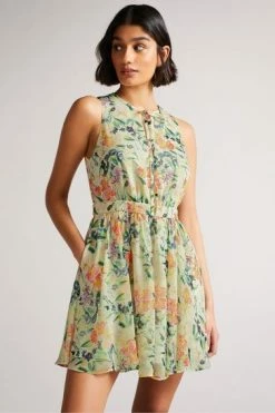 Ted Baker Haariss White Mini Sleeveless Dress With Tie Neck -tedbaker Shop Online unnamed file 911