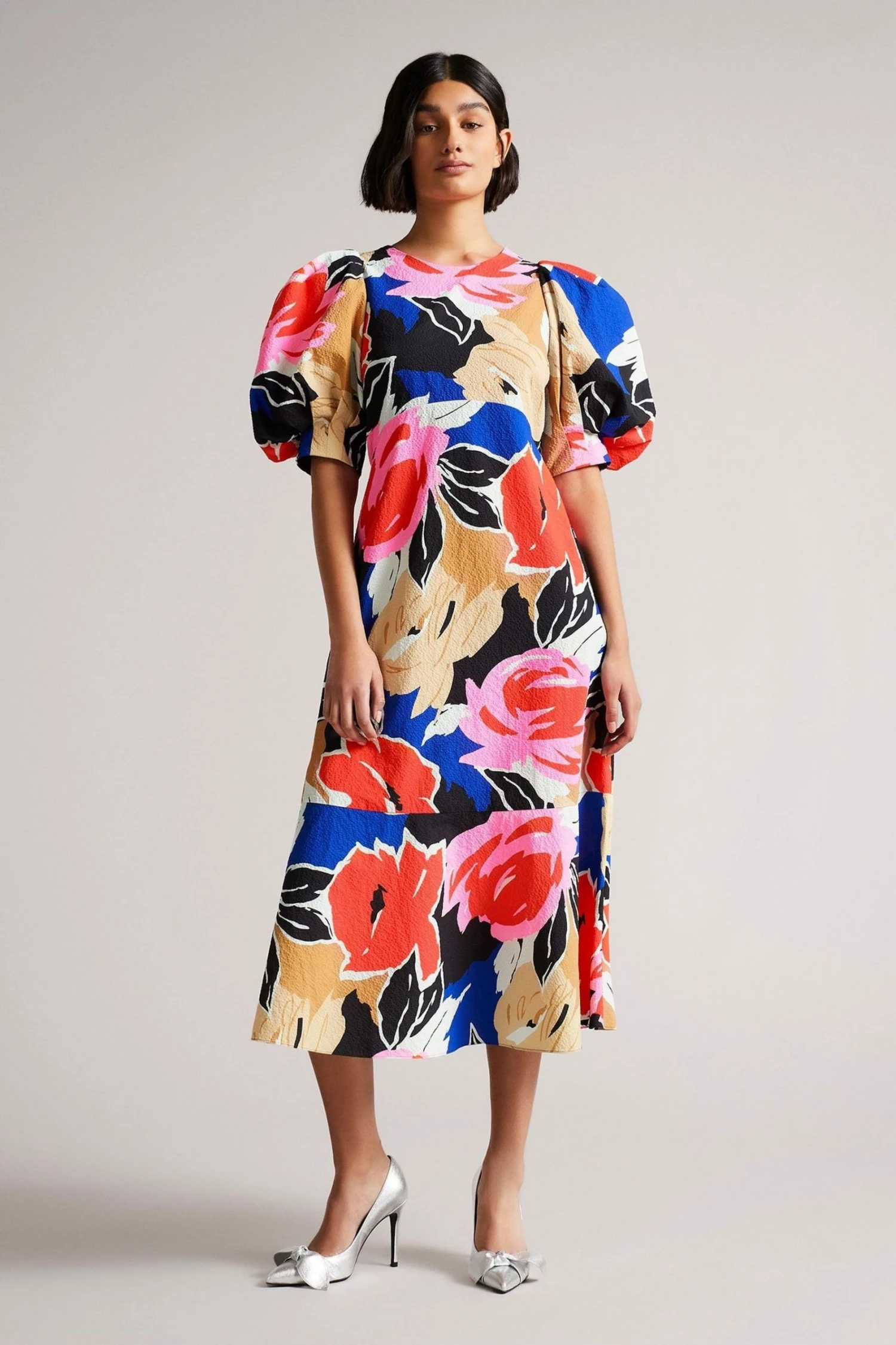 Ted Baker Harpia Black Floral Print Midi Dress 4 Ted Baker Harpia Black Floral Print Midi Dress - Image 2