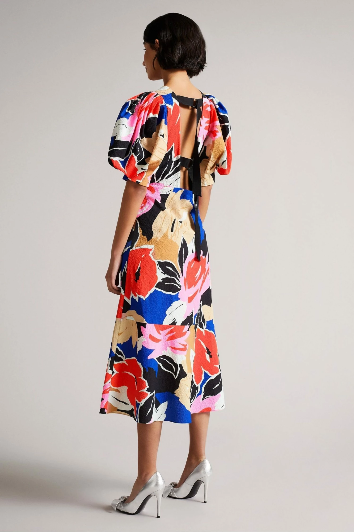 Ted Baker Harpia Black Floral Print Midi Dress 5 Ted Baker Harpia Black Floral Print Midi Dress - Image 3