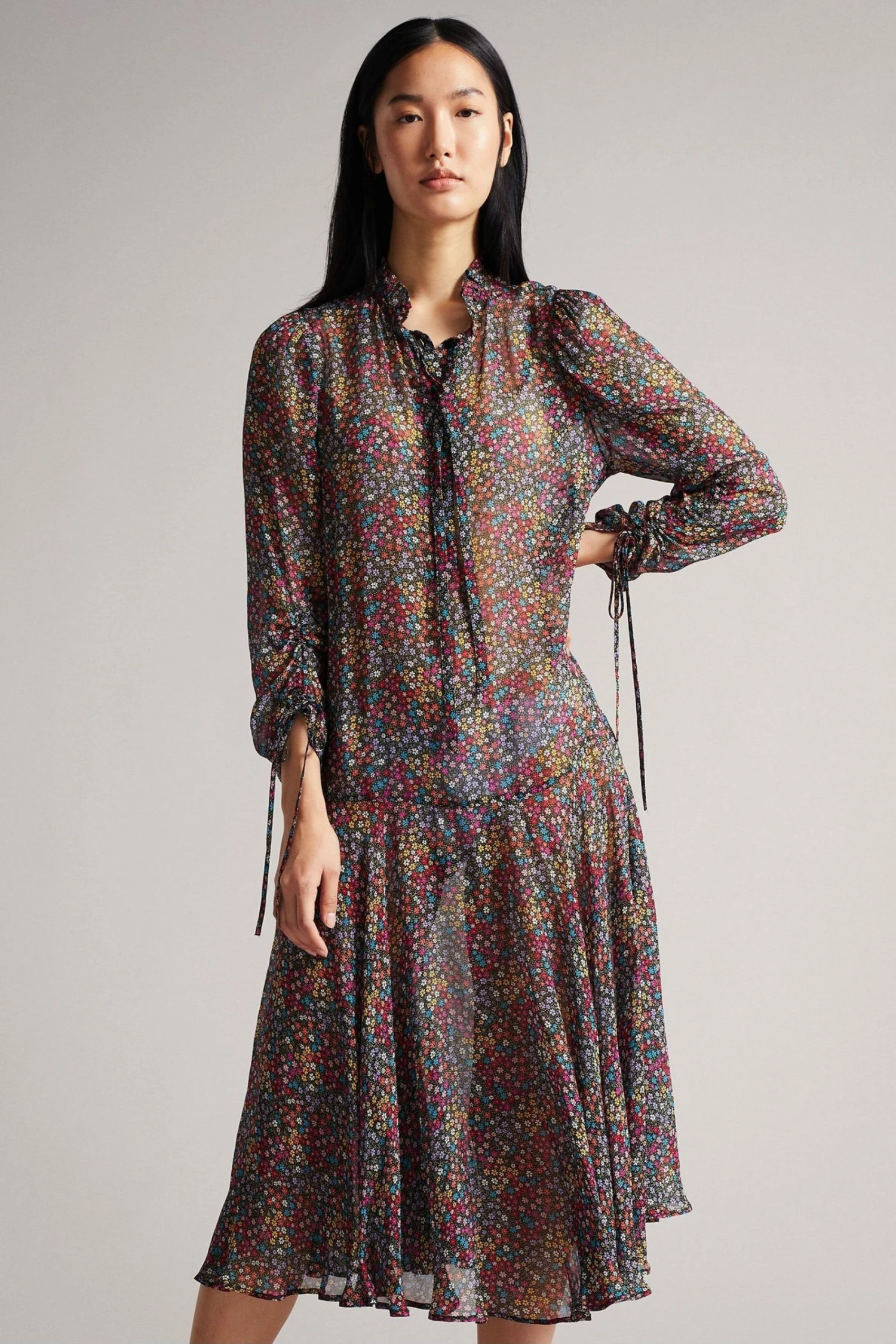 Ted Baker Black Bevlia Dropped Waist Midi Dress 3 Ted Baker Black Bevlia Dropped Waist Midi Dress