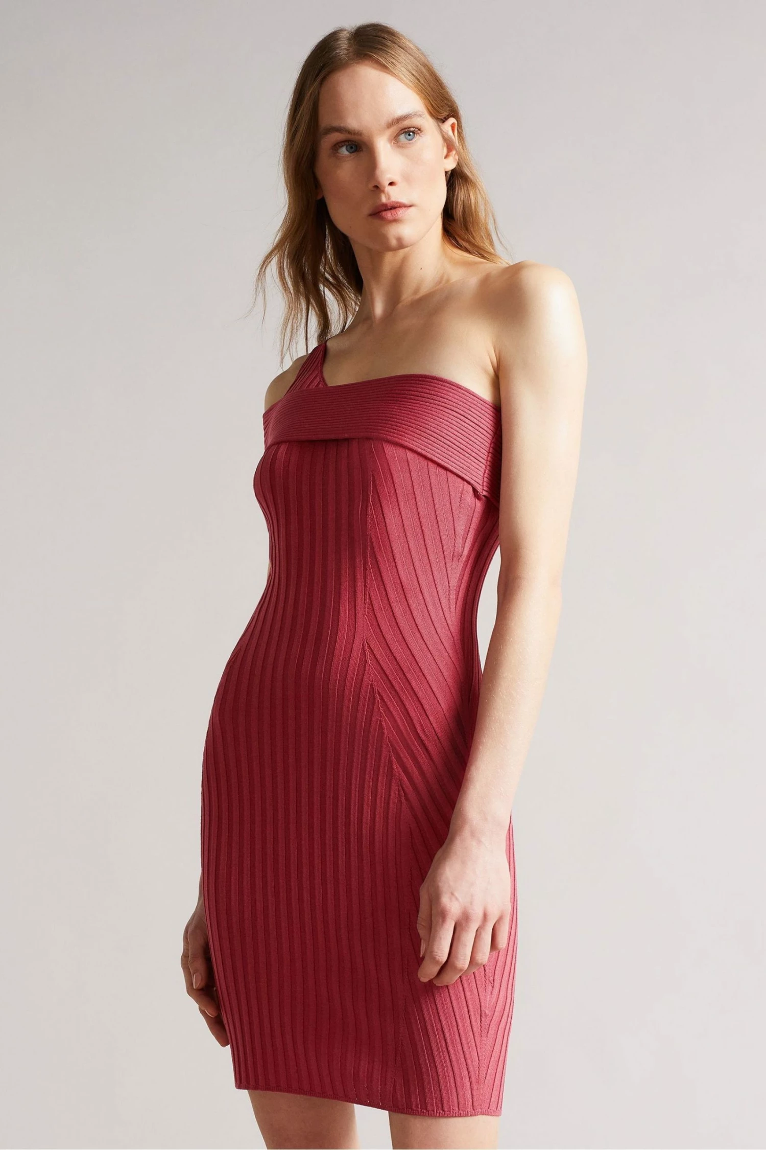 Ted Baker Mid-Pink Ragazza Seam Free Asymmetric Knit Dress 3 Ted Baker Mid-Pink Ragazza Seam Free Asymmetric Knit Dress