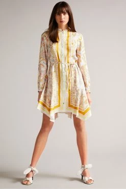 Ted Baker Paulita Yellow Handkerchief Hem Shirt Dress -tedbaker Shop Online unnamed file 984
