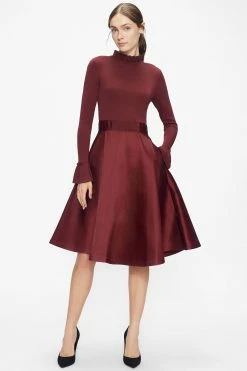 Ted Baker Purple Zadi Knitted Frill Full Skirt Dress