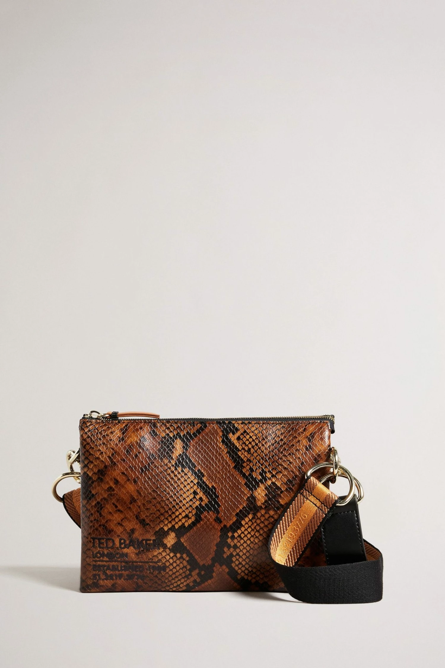 Ted Baker Darceys Brown Branded Webbing Snake Detail Cross Body Bag 2 Ted Baker Darceys Brown Branded Webbing Snake Detail Cross Body Bag
